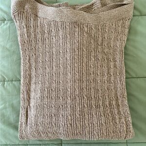 Karen Scott Taupe Cable Knit Turtleneck Sweater